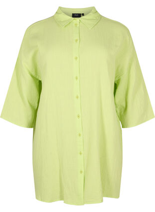 Skjorta i bomull med halvlånga ärmar, Wild Lime, Packshot image number 0