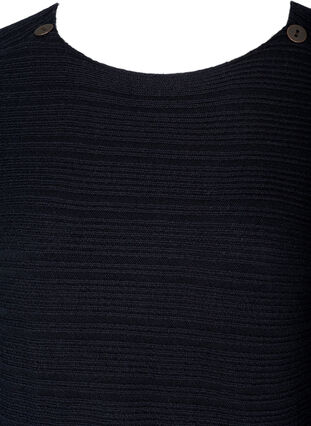 Stickad klänning med långa ärmar och knappdetaljer, Black, Packshot image number 2