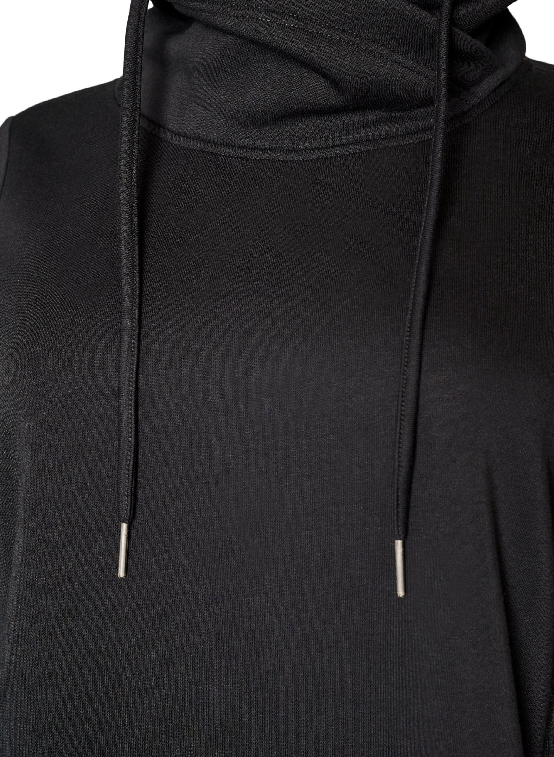 ZizziSweatshirt med h&ouml;g krage och fickor, Svart, Packshot image number 2