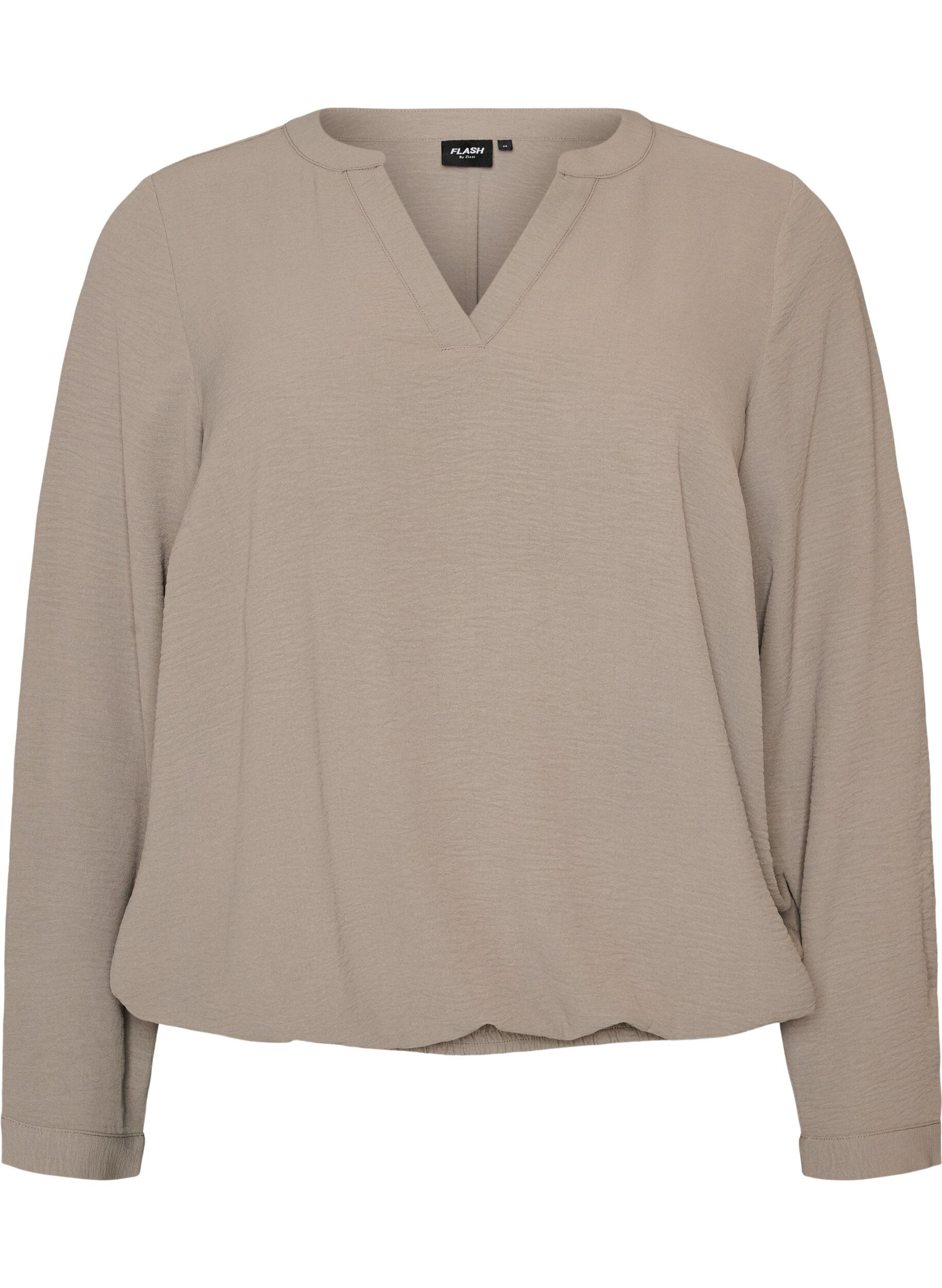 ZizziBlus i ballongsilhuett med v-ringning, Beige, Packshot image number 0