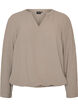 Blus i ballongsilhuett med v-ringning, Beige, Packshot image number 0