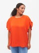 Kortärmad blus med rynkor, Orange.com, Model image number 0