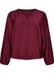 Blus med ballongeffekt och chiffongdetaljer, R&ouml;d, Packshot image number 0