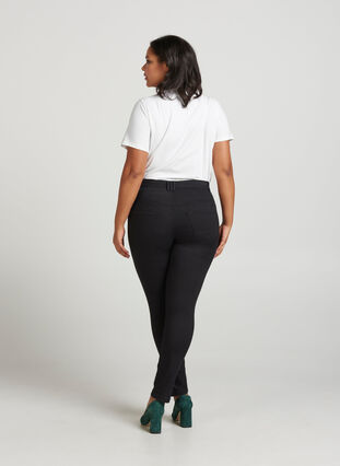 Extra slim Amy jeans med hög midja, Black, Model image number 1