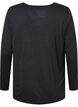 Långärmad melerad blus, Black Mel. , Packshot image number 1
