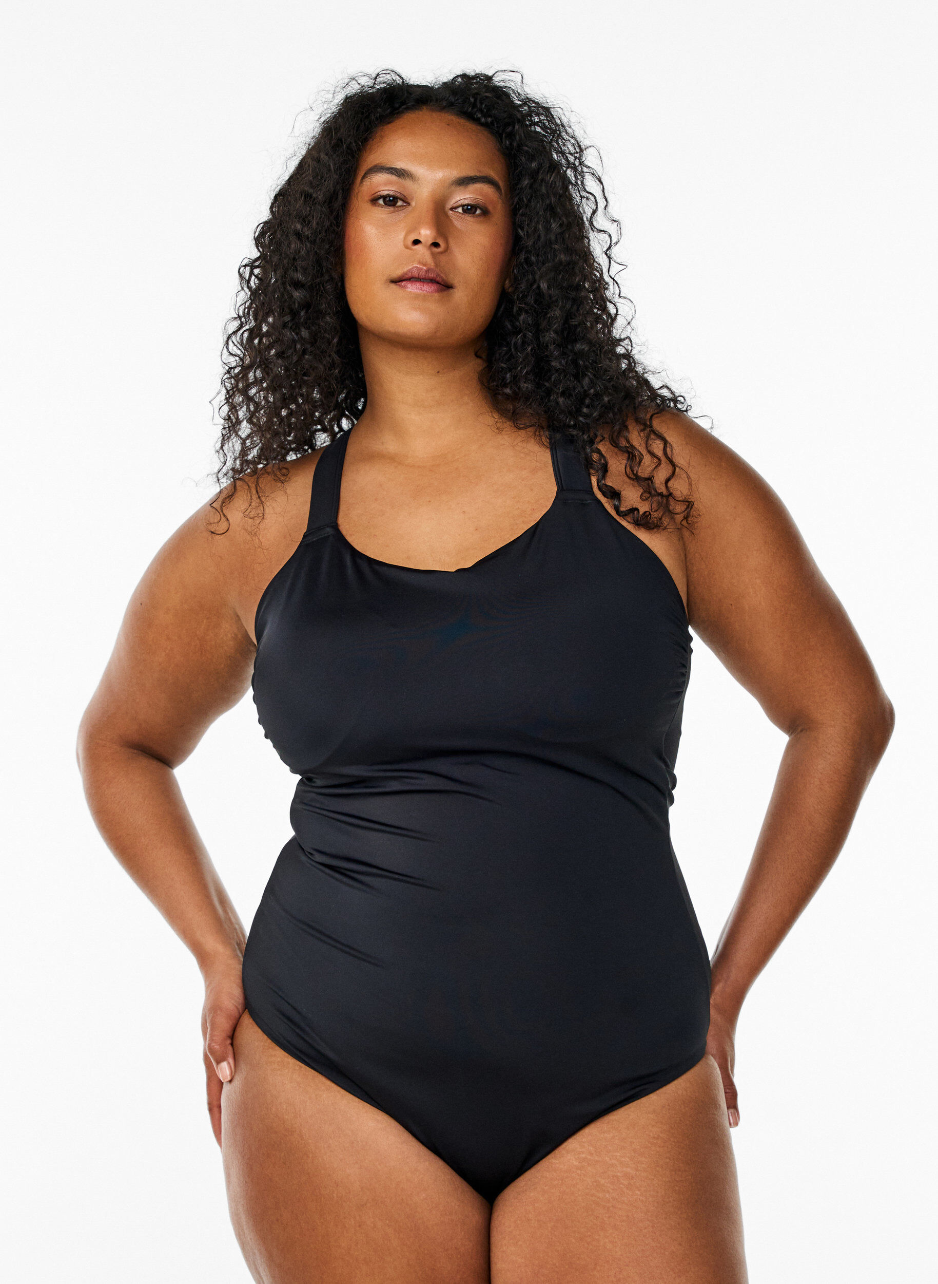 Zizzi Baddr&auml;kt med korsade axelband, Svart, Model image number 0