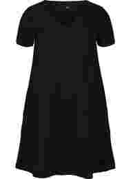 Kortärmad klänning i bomull, Black
