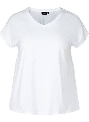 T-shirt med v-ringning, Bright White, Packshot image number 0
