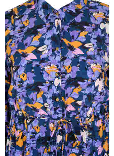 Blommig skjortklänning i viskos, Purple Flower AOP, Packshot image number 2