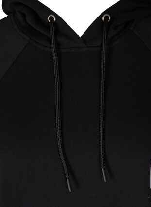 Lång sweatshirt med huva och tryck, Black, Packshot image number 2