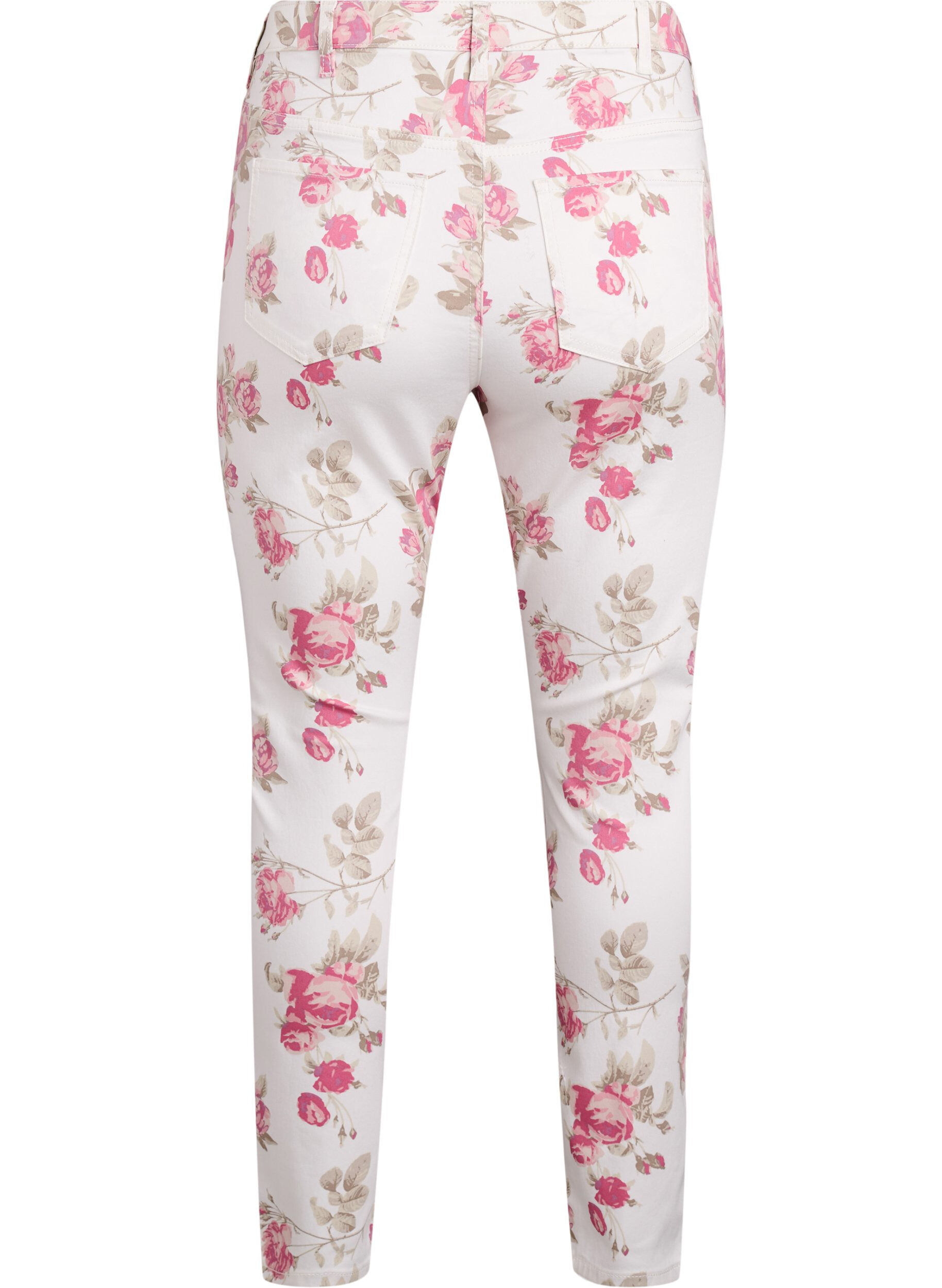 Zizzi Supersmala Amy jeans med blomtryck, Vanilla, Packshot image number 1