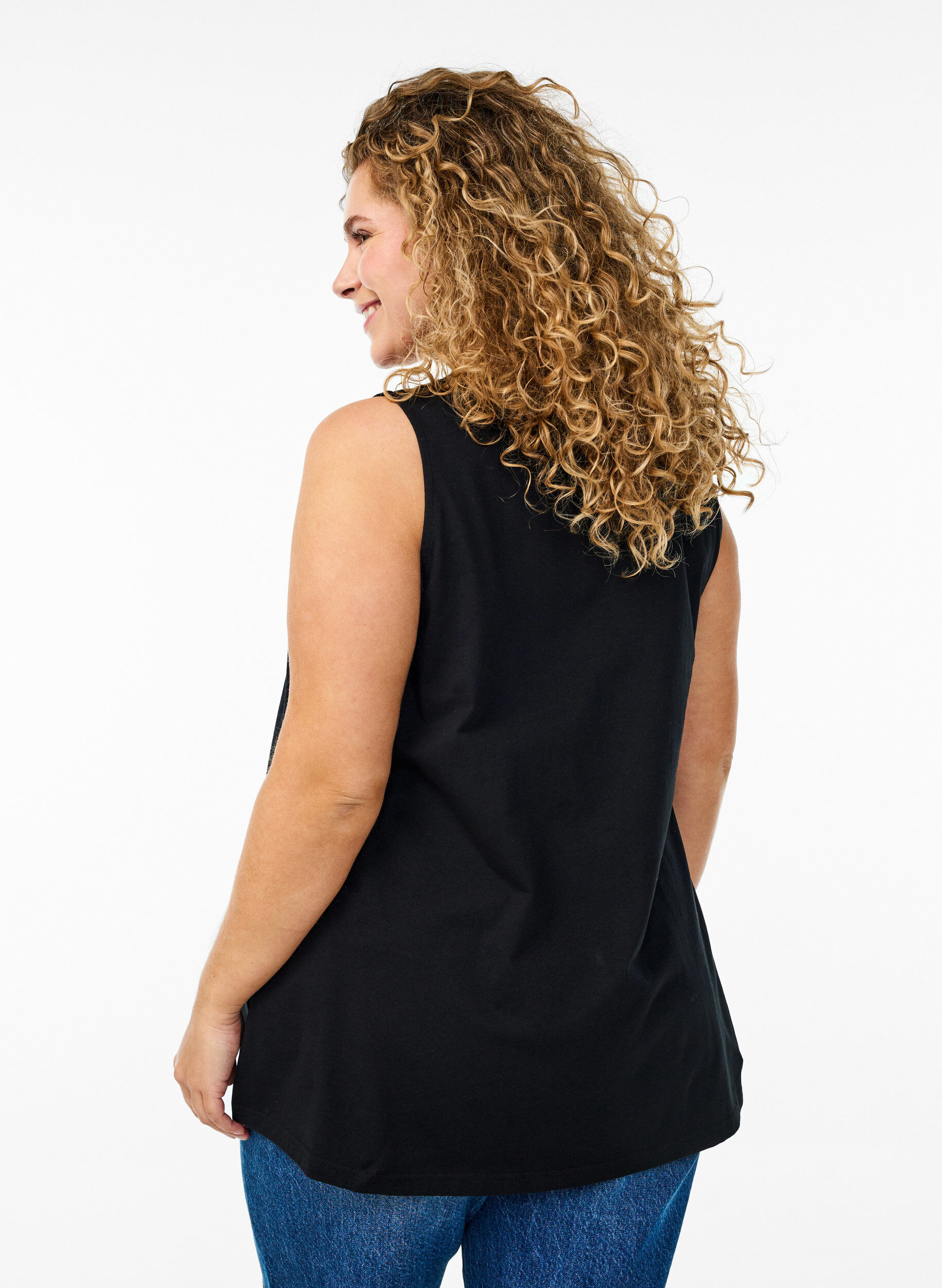 ZizziBomullstopp med a-linjeform, Svart, Model image number 2