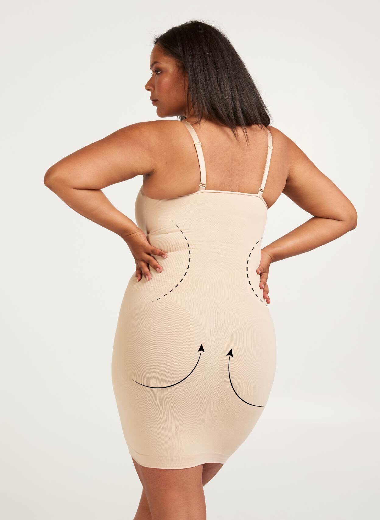 Zizzi Shapewearkl&auml;nning med tunna band, Beige, Model image number 1