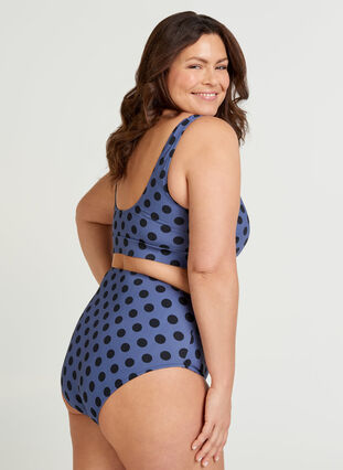 Bikinitrosa med hög midja och prickar, Blue Indigo Dot, Model image number 1