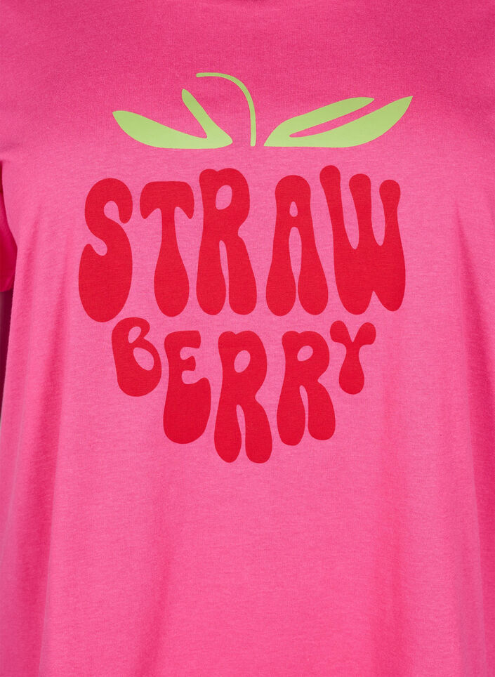 T-shirt i bomull med motiv, Raspb. w. Strawberry, Packshot image number 2
