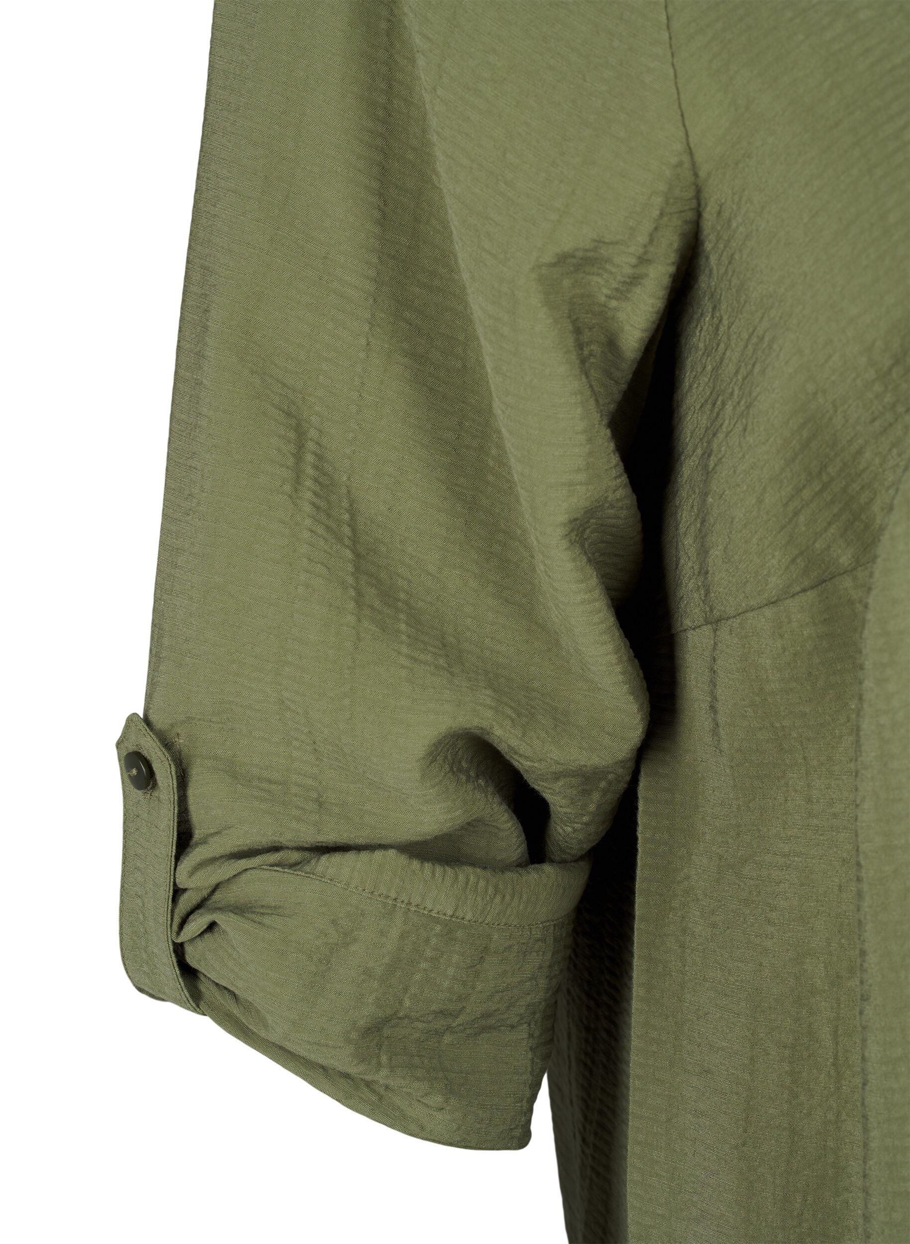 Zizzi Skjortblus i viskos med trekvarts&auml;rmar, Winter Moss, Packshot image number 3