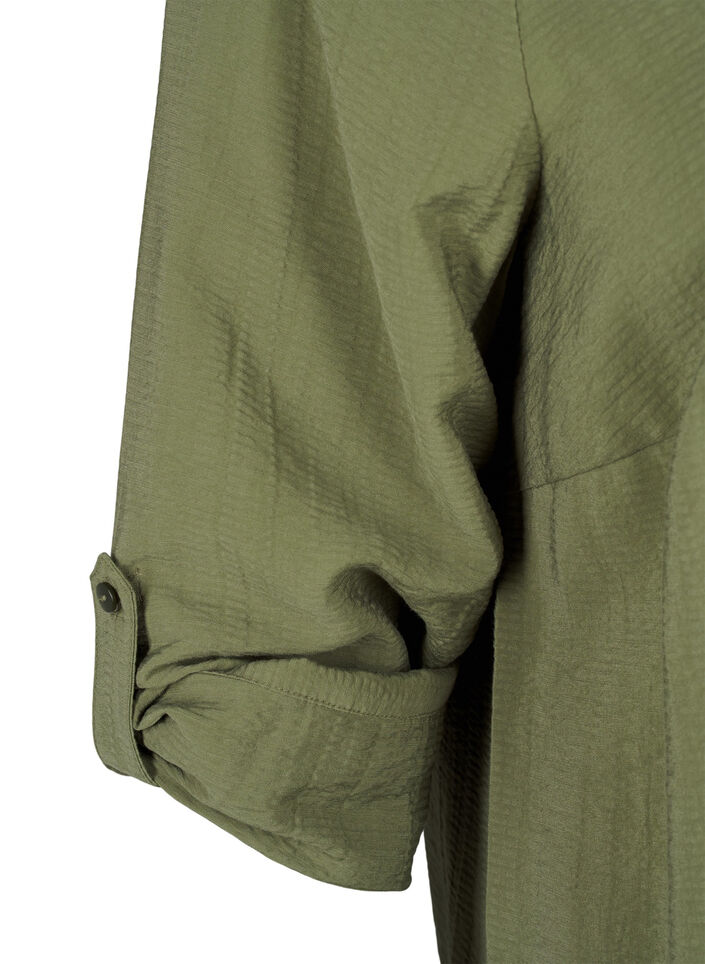 Skjortblus i viskos med trekvartsärmar, Winter Moss, Packshot image number 3
