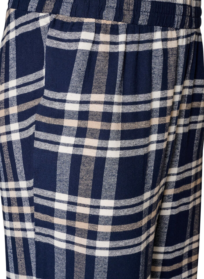 Rutiga pyjamasbyxor i bomull, Bl&aring;, Packshot image number 2