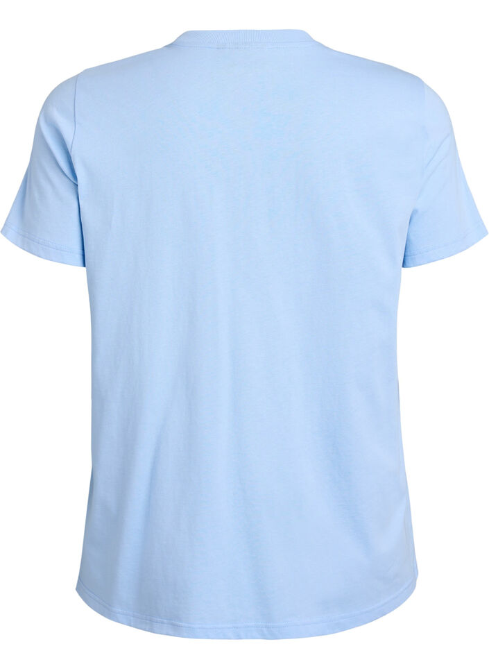 Enkel t-shirt i bomull med rund halsringning, Bl&aring;, Packshot image number 1