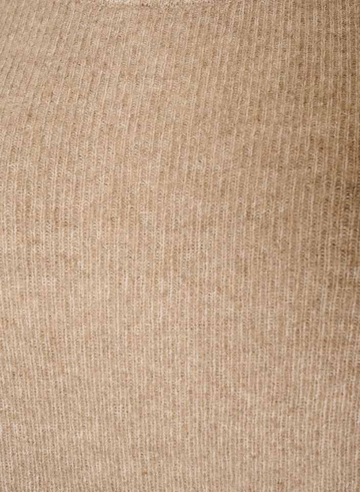 Melerad stickad blus med rund halsringning, Beige, Packshot image number 2