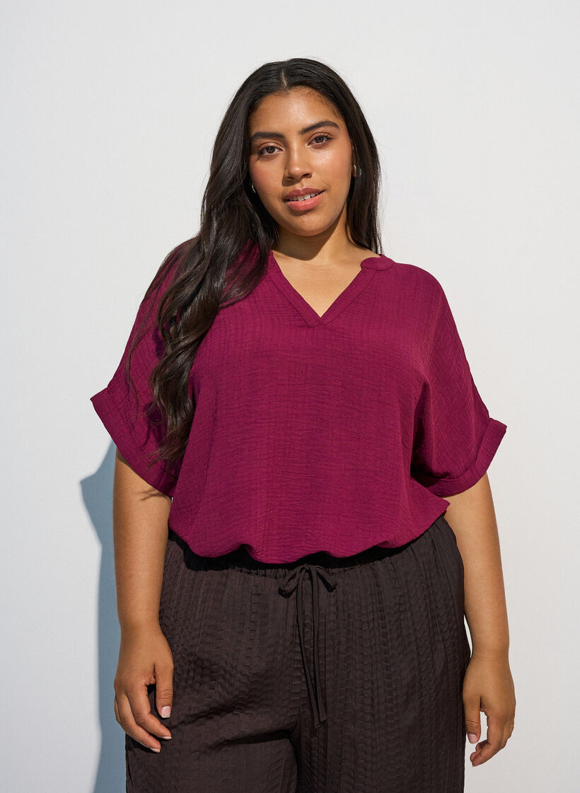 L&ouml;s blus med korta &auml;rmar, R&ouml;d, Model image number 3