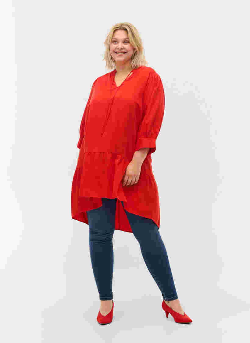 Klänning med 3/4 ärmar, Fiery Red, Model image number 2