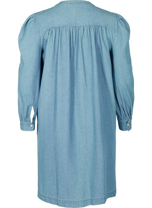 Långärmad denimklänning med pufffärmar, Blue denim ASS, Packshot image number 1