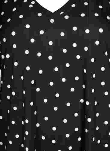 V-ringad t-shirt med tryck, Black Dot, Packshot image number 2
