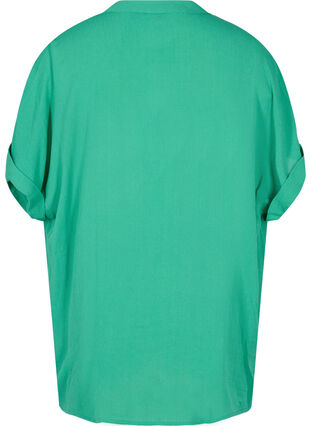 Kortärmad viskosskjorta med v-ringning, Holly Green, Packshot image number 1