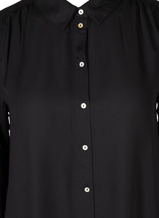 Lång skjorta i viskos med knappar, Black, Packshot image number 2