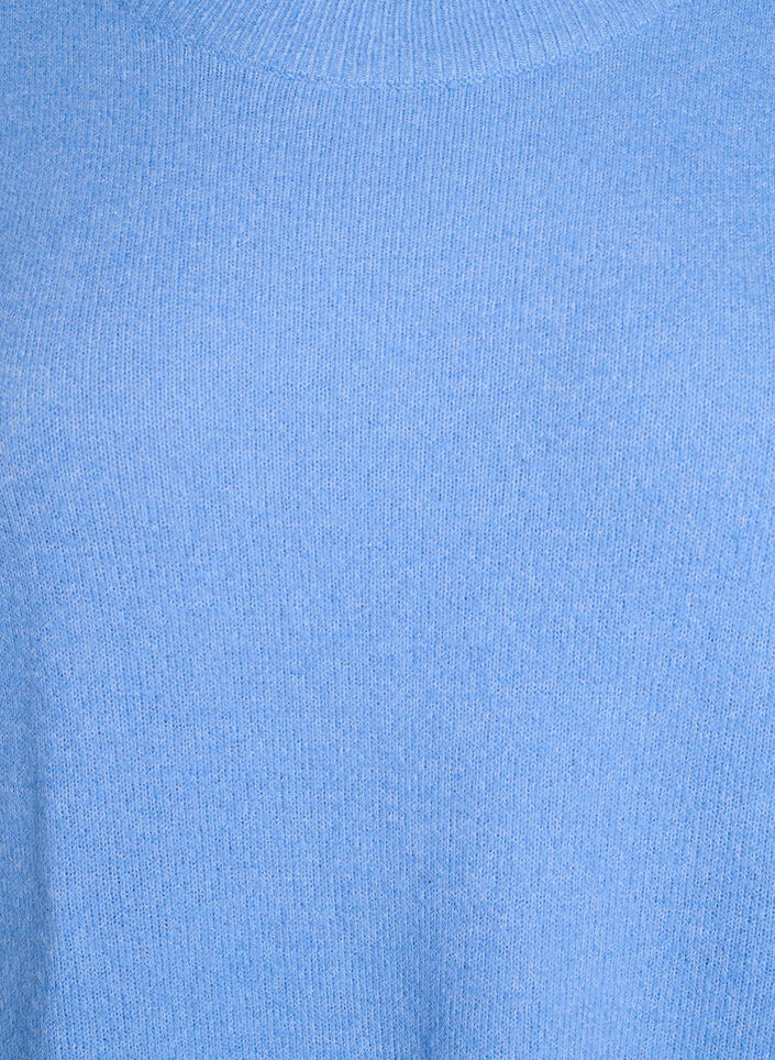 Stickad klänning med 3/4-ärm och rund halsringning, D.R. Blue White Mel., Packshot image number 2