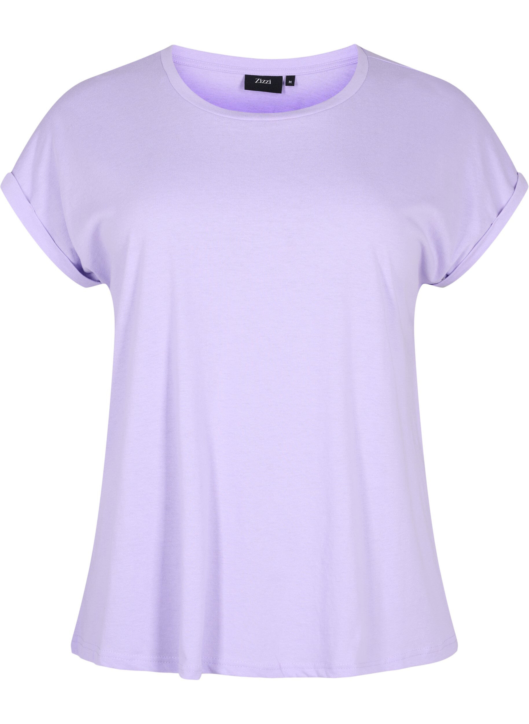 ZizziKort&auml;rmad t-shirt i bomullsmix, Lila, Packshot image number 0