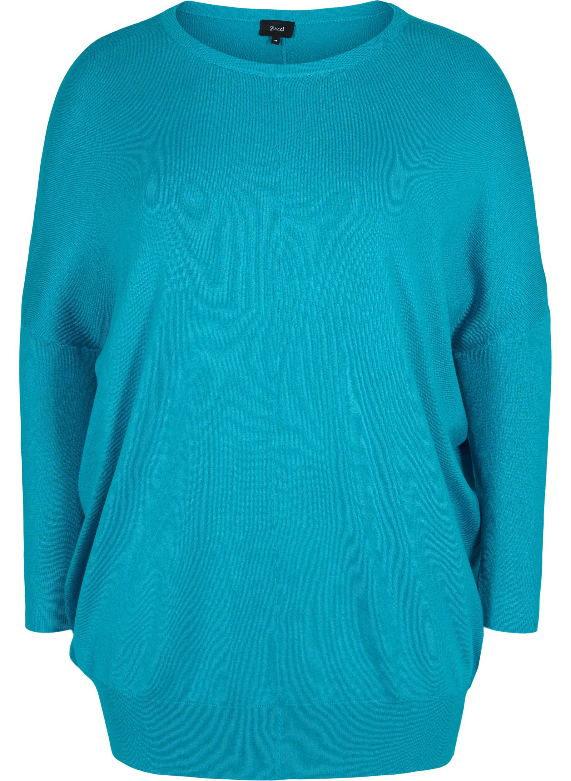 Zizzi Stickad tunika i viskosblandning, Capri Breeze, Packshot image number 0