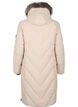 L&aring;ng vinterkappa med hyskkn&auml;ppning och krage i fuskp&auml;ls, Beige, Packshot image number 1