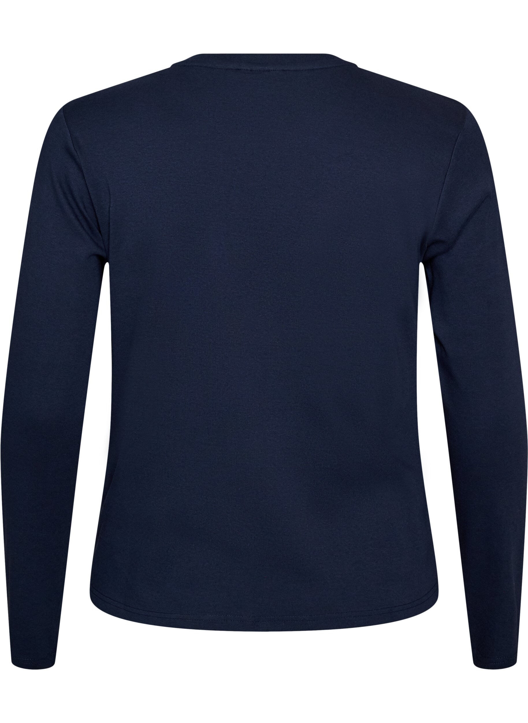 ZizziL&aring;ng&auml;rmad bas-T-shirt med rund hals, Bl&aring;, Packshot image number 1