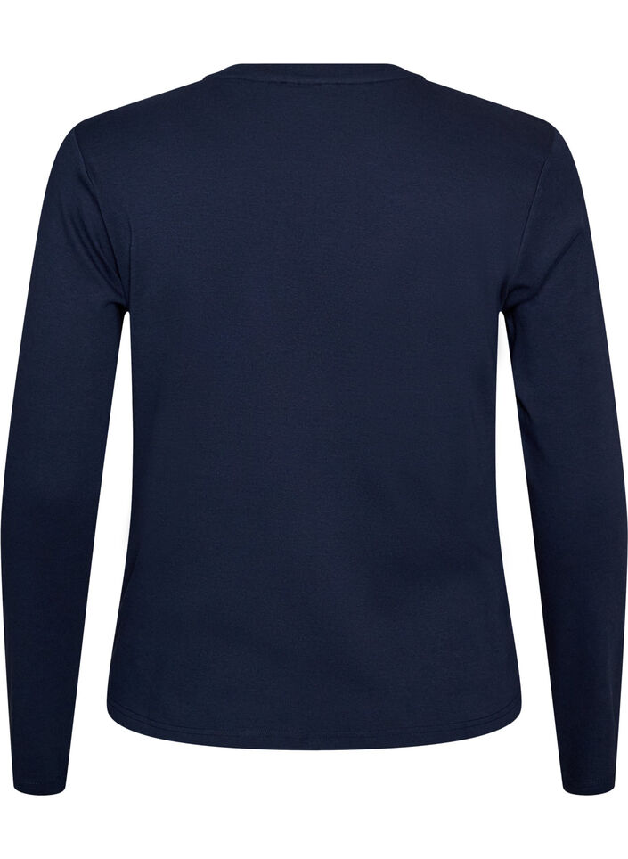 L&aring;ng&auml;rmad bas-T-shirt med rund hals, Bl&aring;, Packshot image number 1