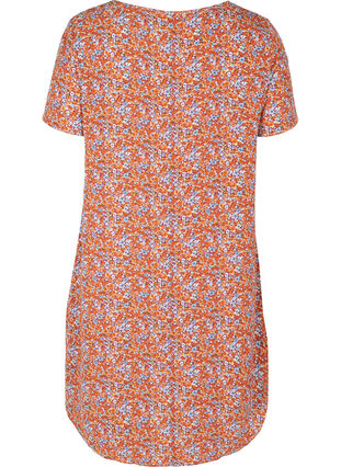 Mönstrad klänning med korta ärmar, Orange Flower AOP, Packshot image number 1