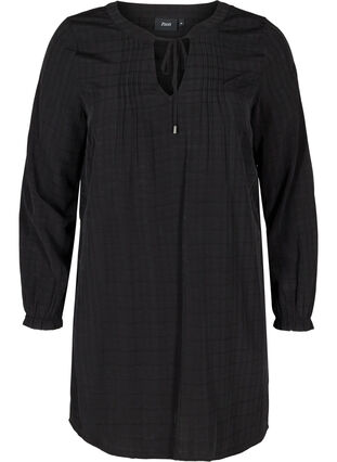 Långärmad tunika med knytdetalj, Black, Packshot image number 0