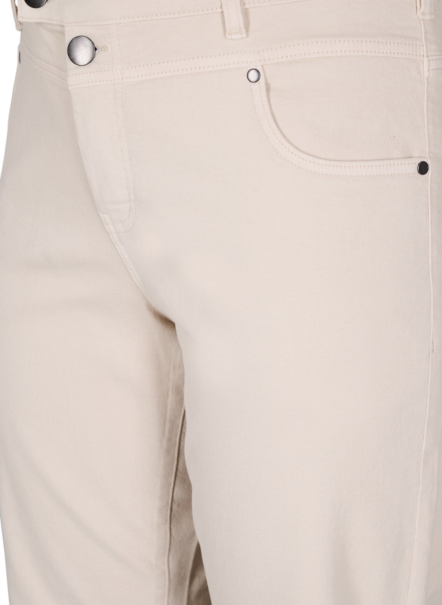 Zizzi Gemma jeans med h&ouml;g midja, Beige, Packshot image number 2