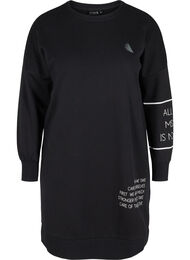 Långärmad sweatshirtklänning med text, Black