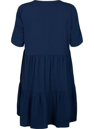 Kortärmad klänning med A-linje och skärningar, Navy Blazer, Packshot image number 1
