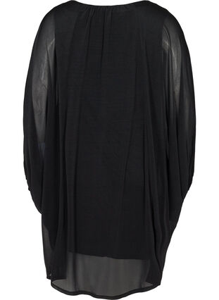 Långärmad klänning med v-ringning och smock, Black, Packshot image number 1
