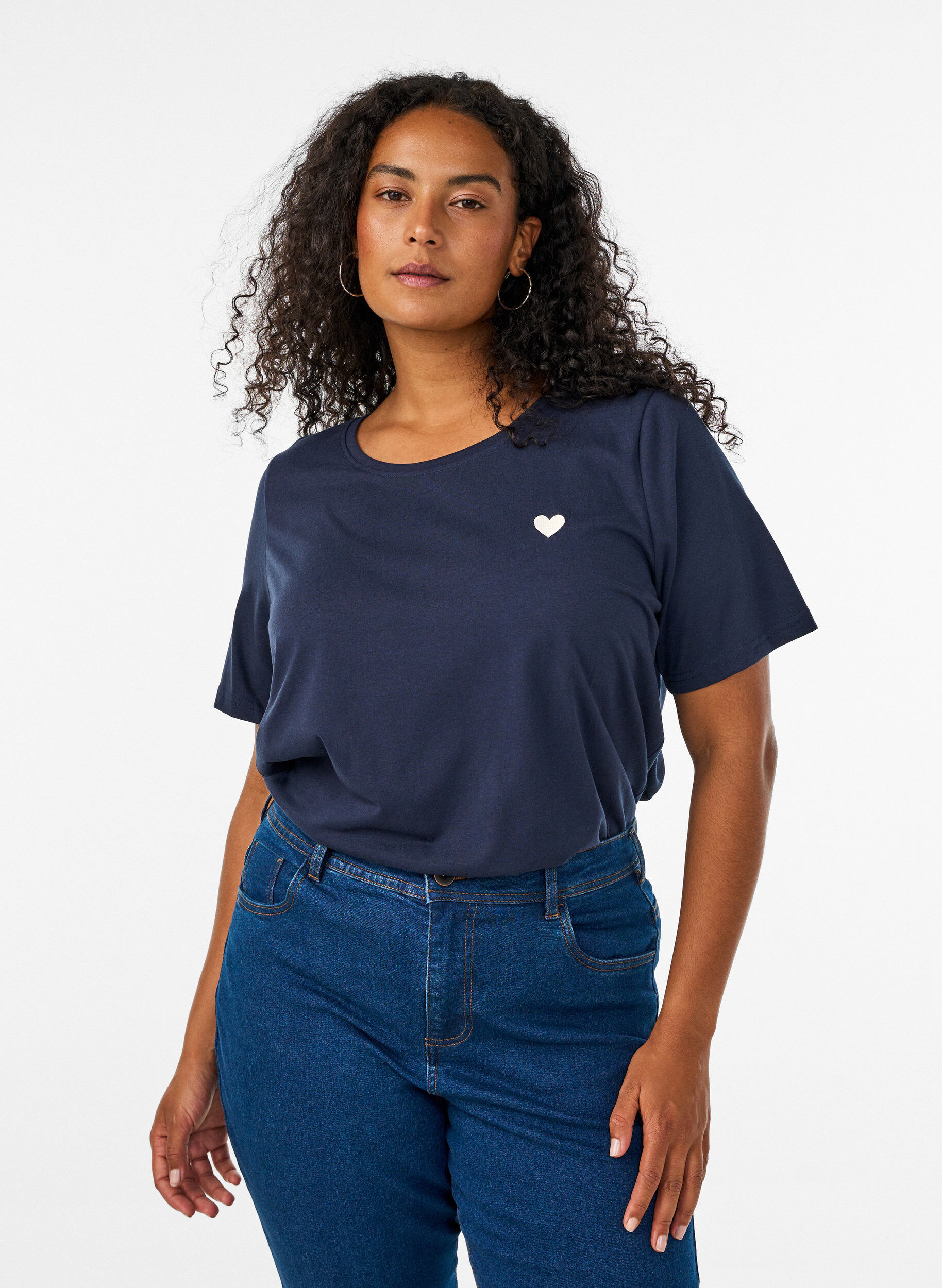 T-shirt med tryck, Bl&aring;, Model