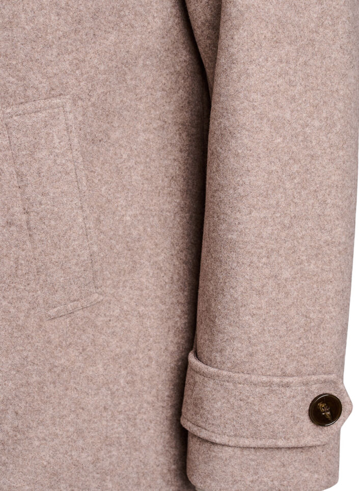 Kort kappa med dubbelknäppt knäppning, Beige, Packshot image number 3