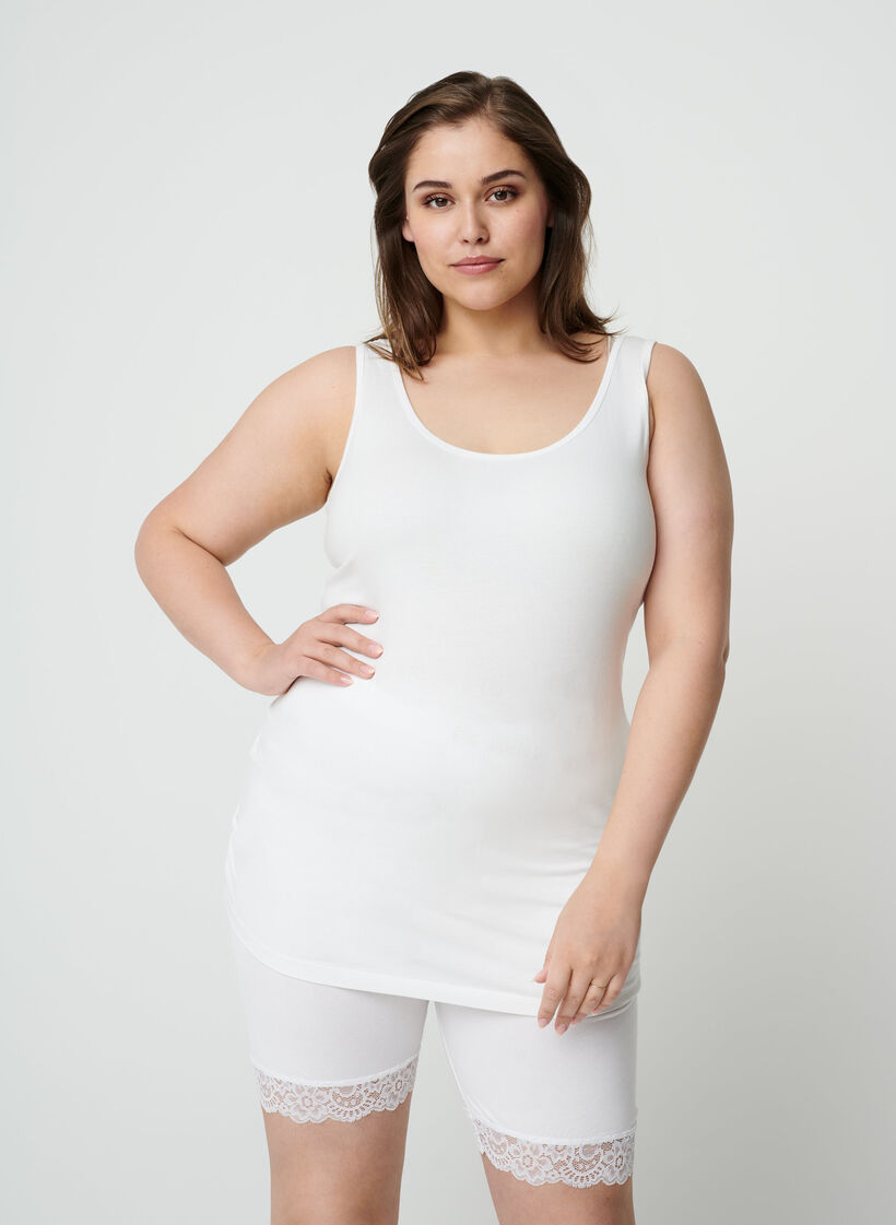 Cykelbyxor med spetskant, Vit, Model image number 0