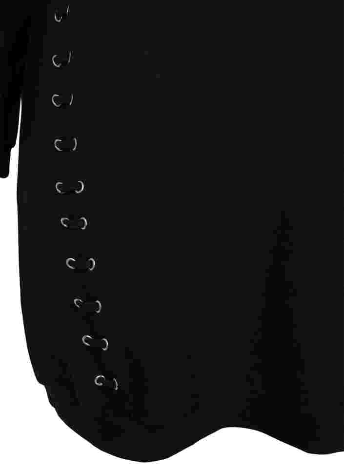 Tunika i sweatshirtmaterial med snörning, Black, Packshot image number 3