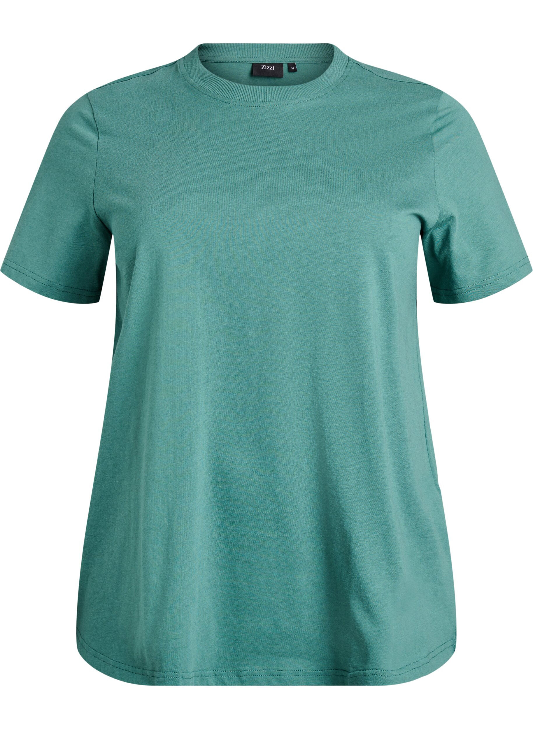 Enkel t-shirt i bomull med rund halsringning