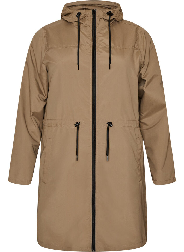 L&auml;ttviktig parkas med huva, Brun, Packshot image number 0