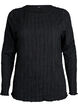 Blus i jersey med v&aring;gig struktur, Svart, Packshot image number 0