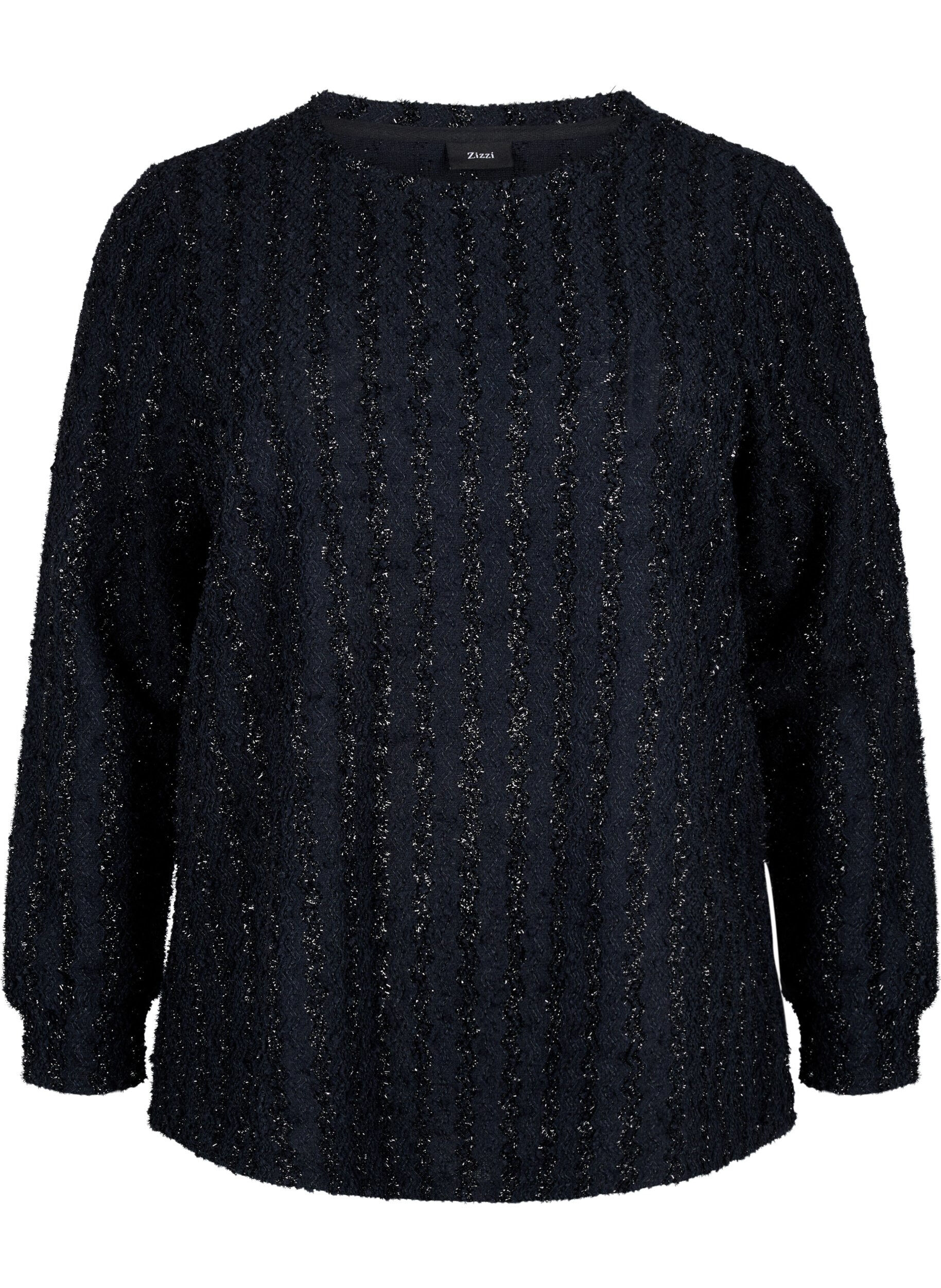 Zizzi Blus med skimrande struktur, Svart, Packshot image number 0